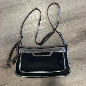 MZ Wallace Women's Black Nylon Crossbody Bag Silver Trim